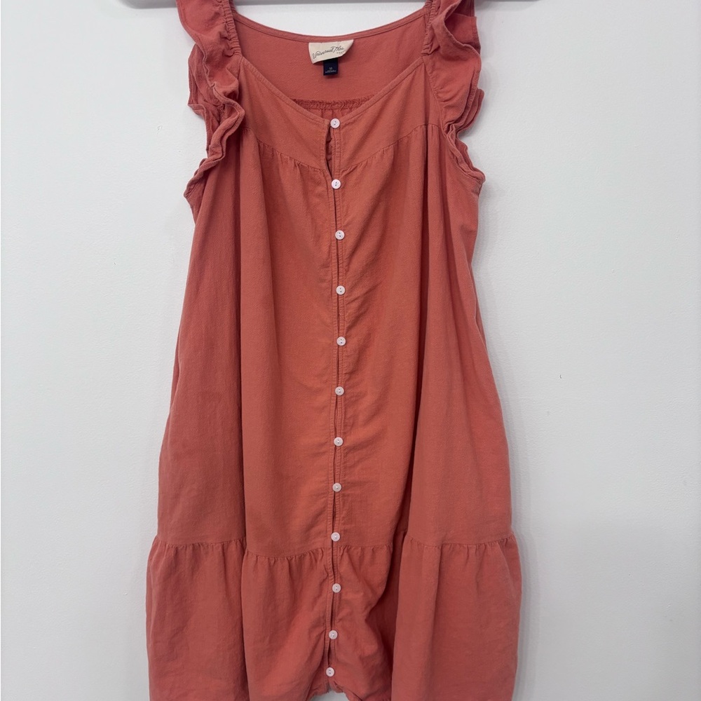 Universal Thread Flutter Sleeve Button-Down Tiered Dress Size M